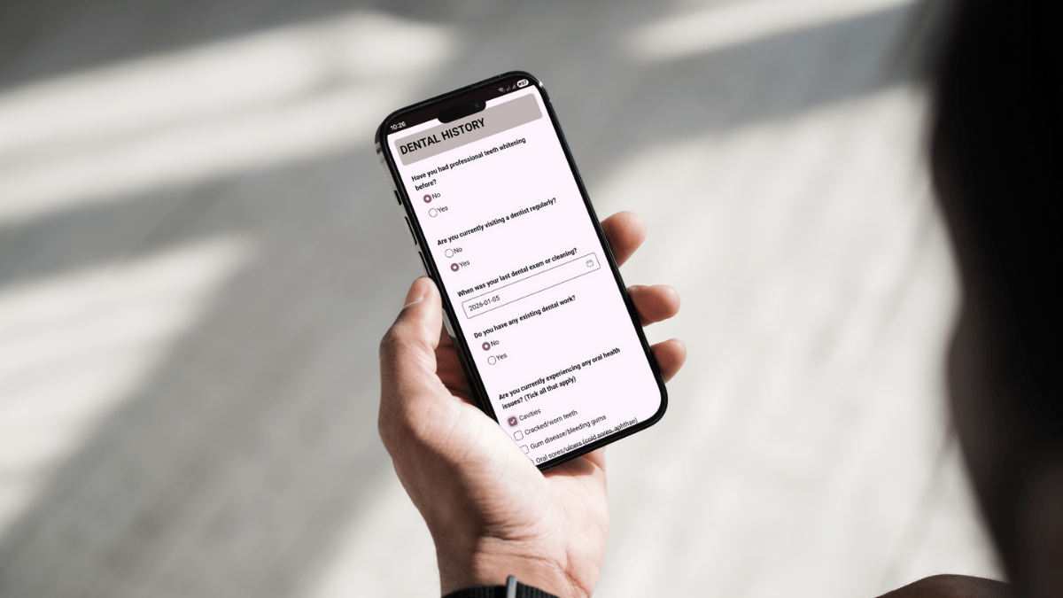 Client confirms allergies on a mobile intake form