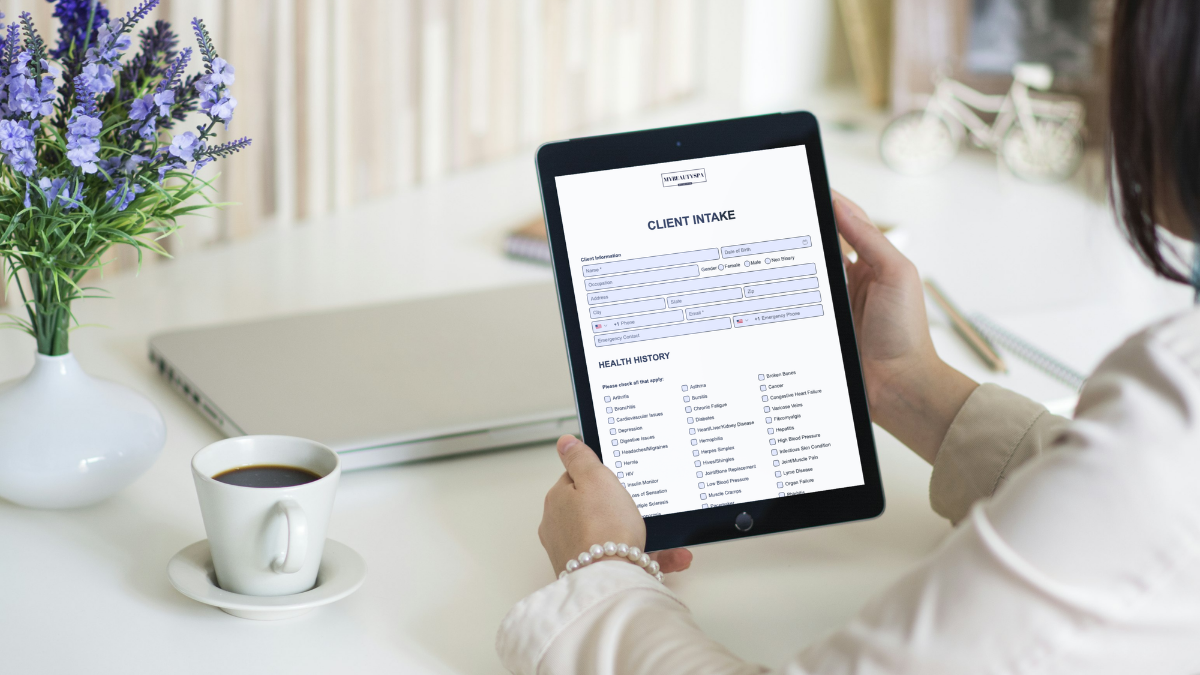 branded digital form on an ipad in a modern salon