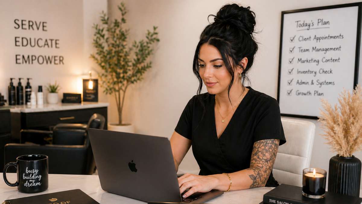 Beauty professional streamlining salon tasks with better systems to save time